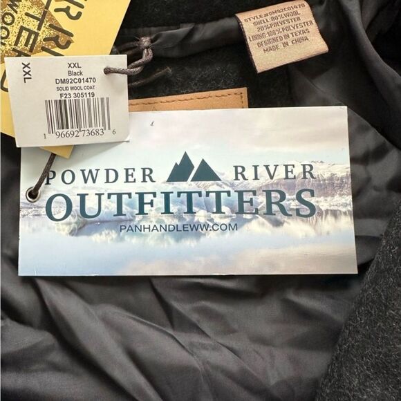 Powder River Outfitters Men’s Wool Zipper Black Jacket with Front Pockets - Picture 11 of 11